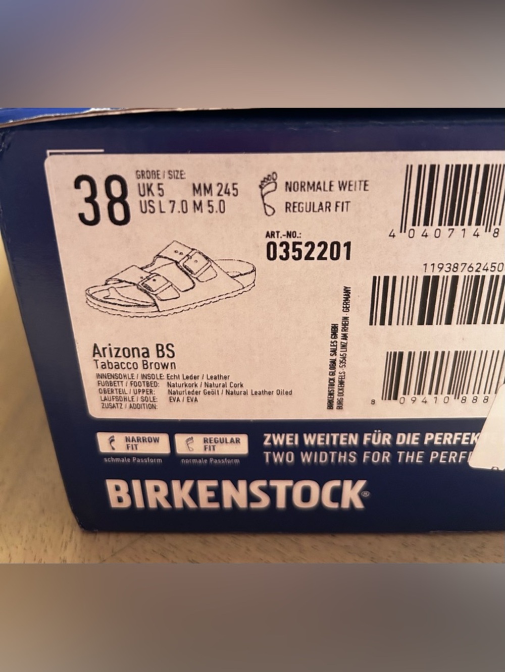 Birkenstock Arizona BS Sandals in Tobacco Brown size womens 7- mens 5 NWT - Picture 7 of 8